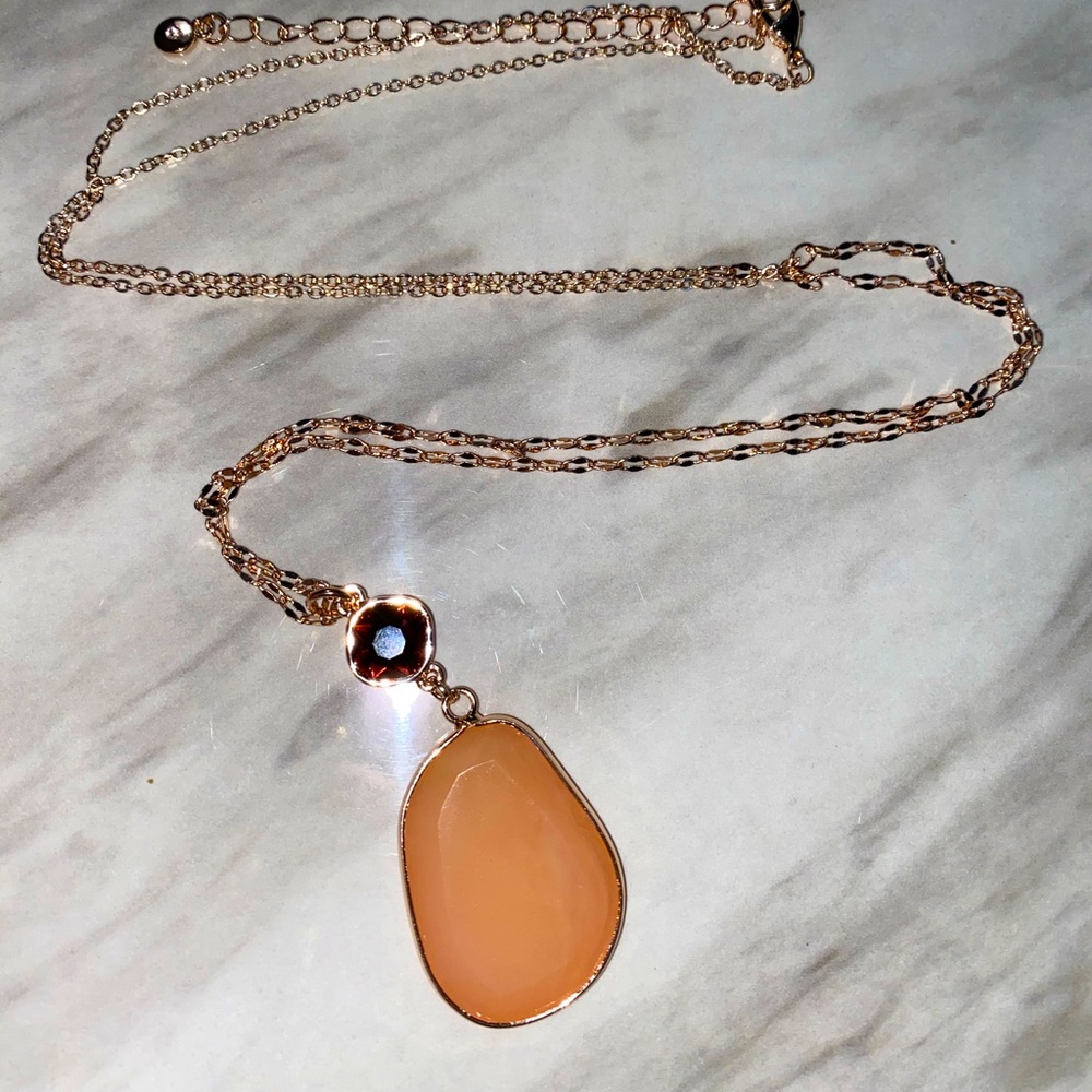 Rose Gold Stone Long Necklace